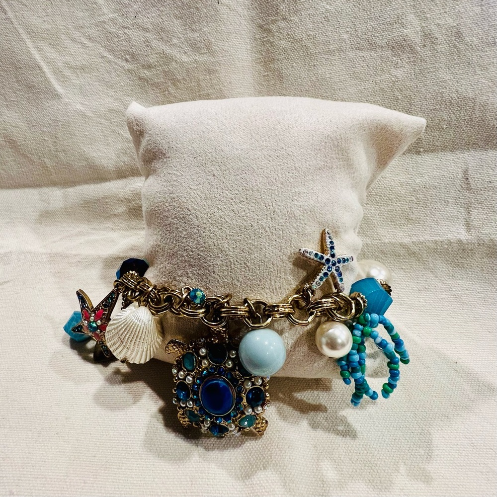 Betsy Johnson Blue and Gold Charm Bracelet with Sea Life Accents - Picture 4 of 6